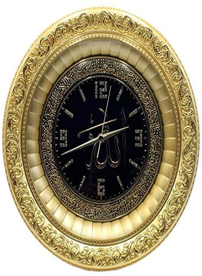 Modefa Islamic Turkish Home Table Wall Decor Elegant Shelf Clock Eid Gift Allah & Ayatul Kursi with Car Hanger (Black/Gold) - Image 1